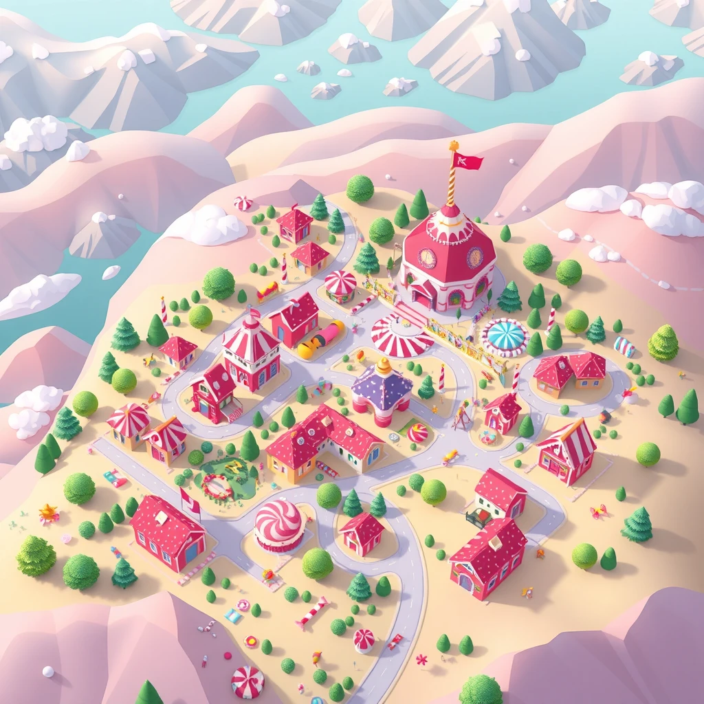 Candy Town Map showing different themed areas